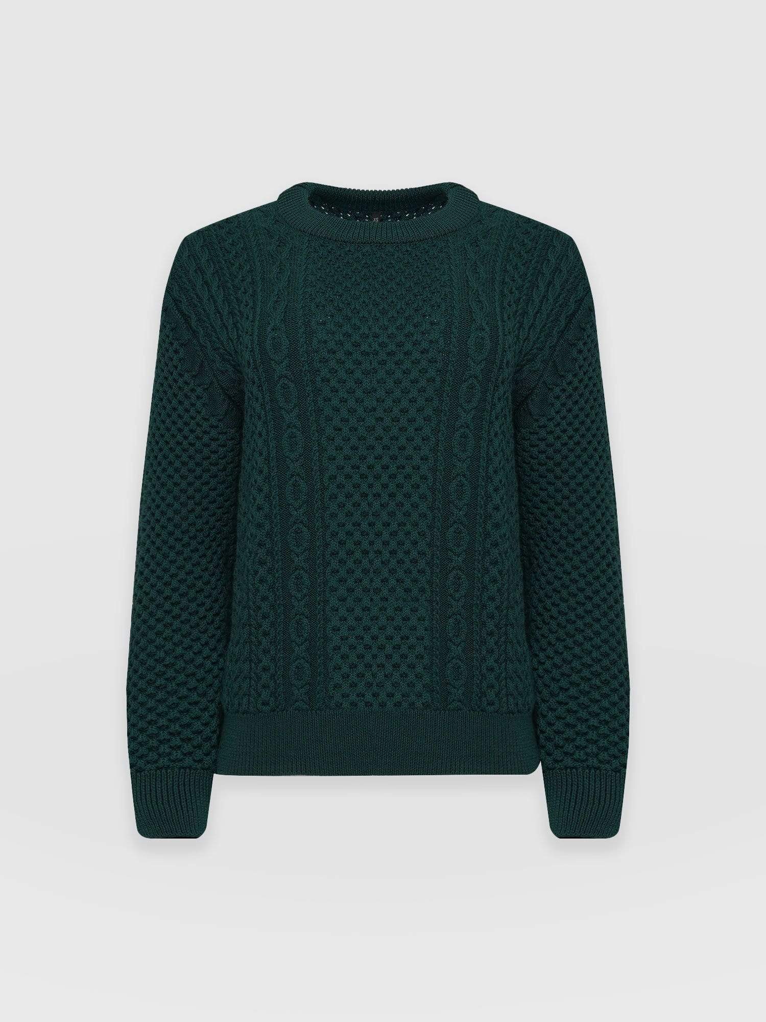 Billie Aran Knit Jumper Teal - Women's Jumpers | Saint + Sofia® UK